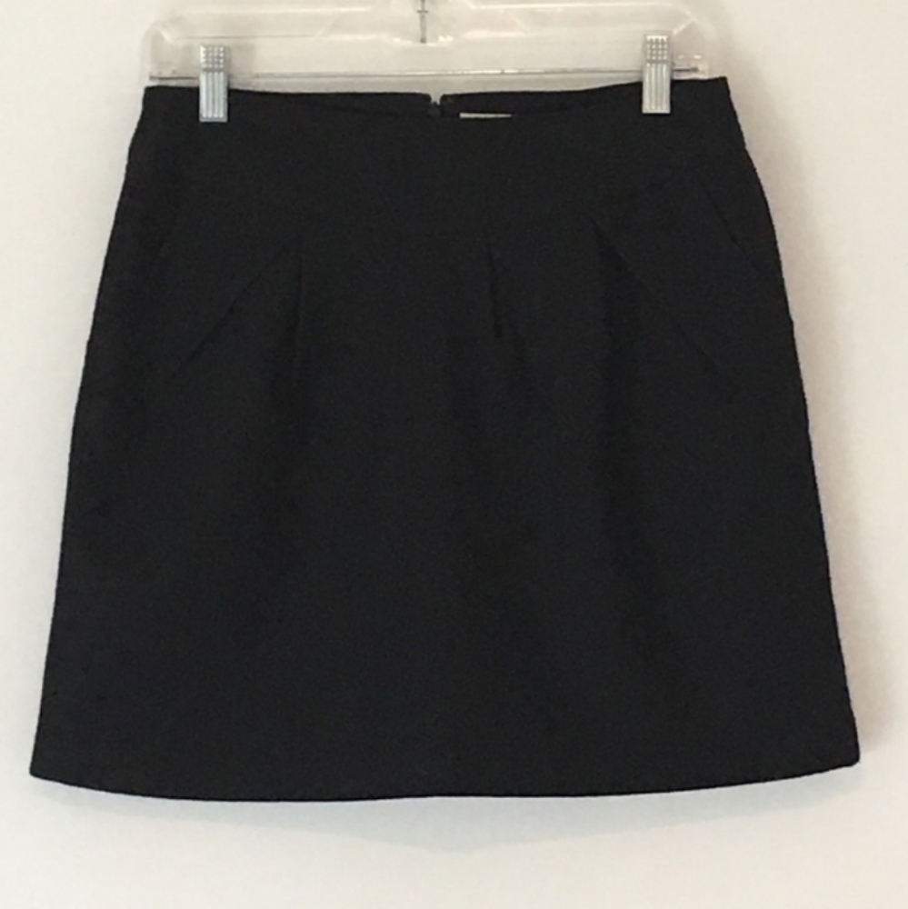 Tullette Anthropologie Skirt Sz S Black Wool Blend Pleated Solid Above Knee